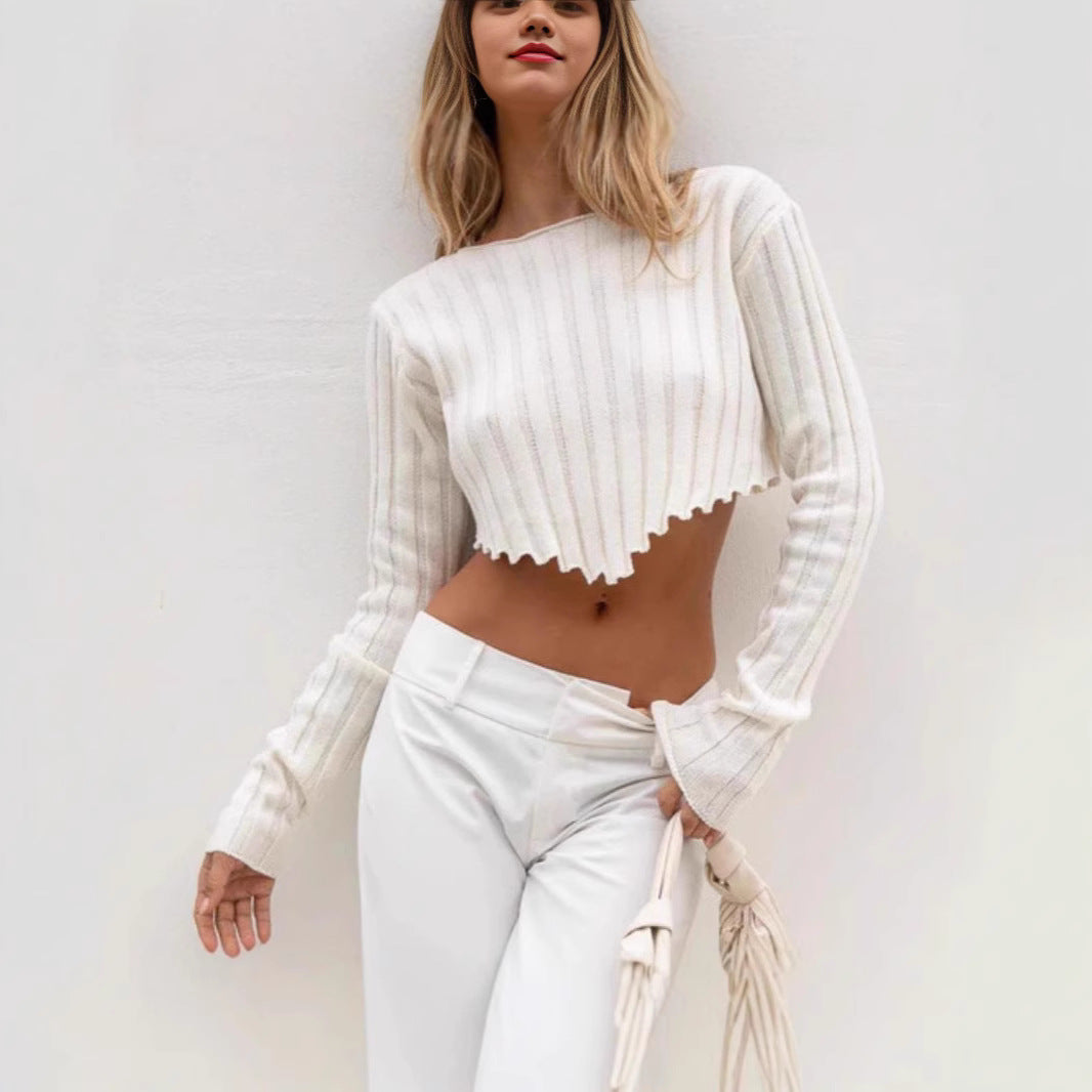 Dame cropped strikoverdel Stilla