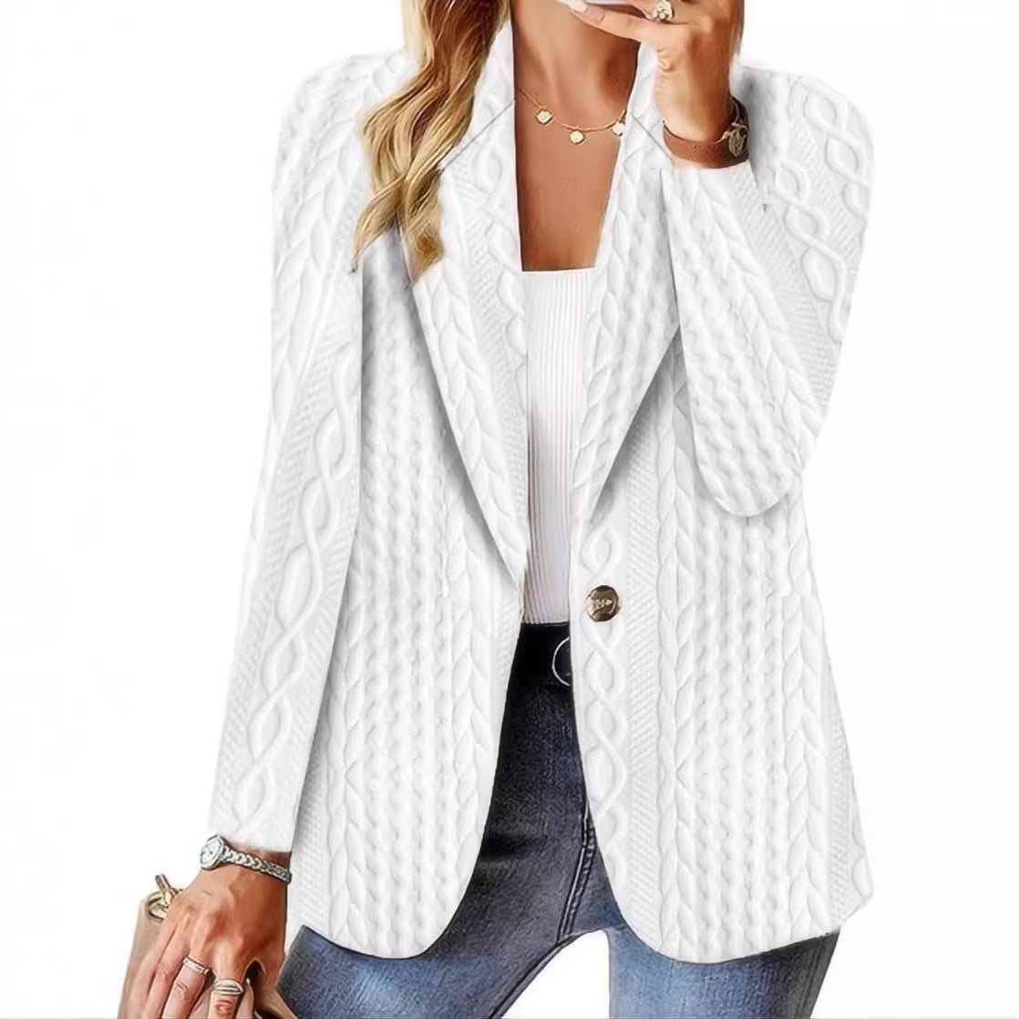 Dame elegant blazer med struktureret design og dobbelte knapstolper Stilla