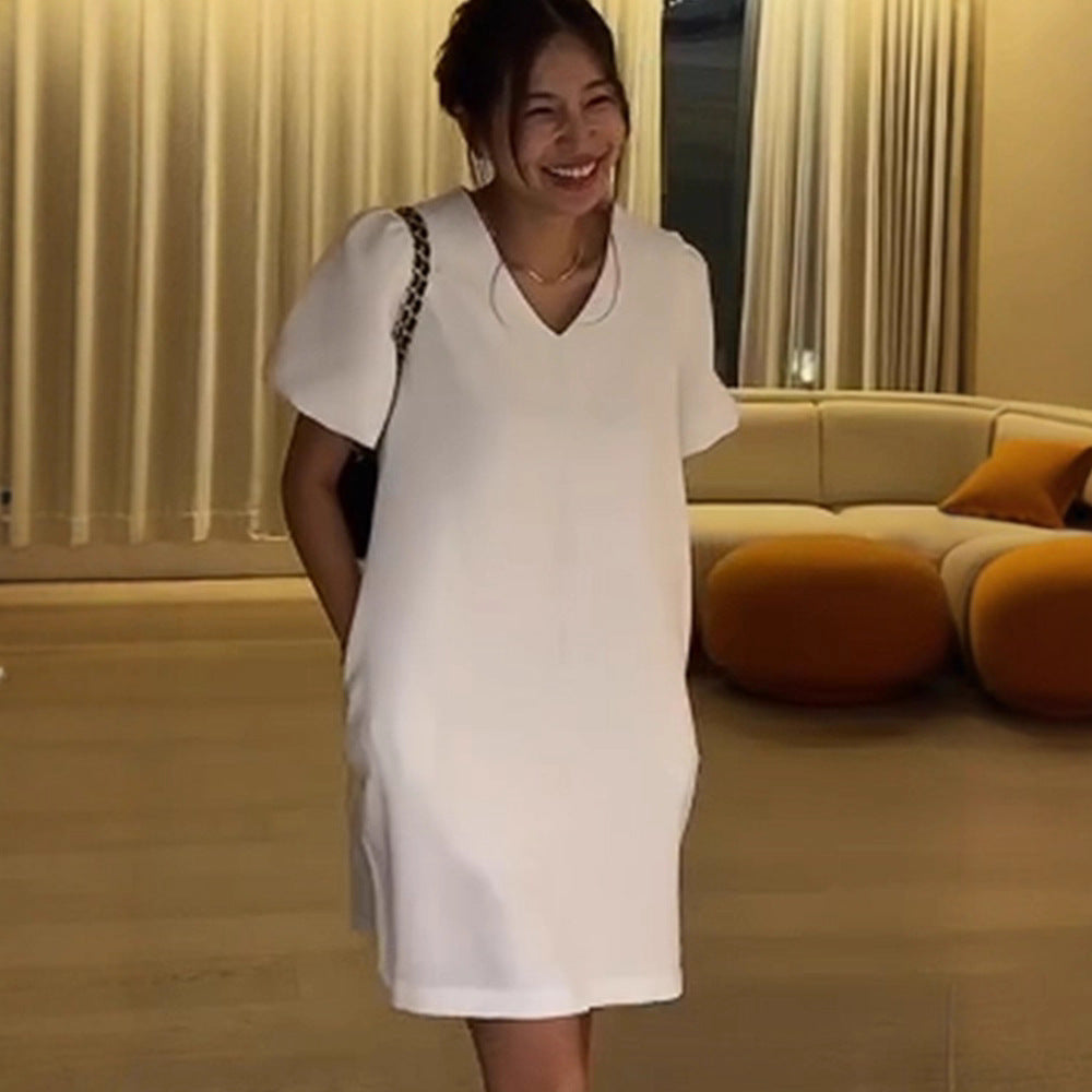 Dame A-linie kjole med elegante pufærmer Stilla