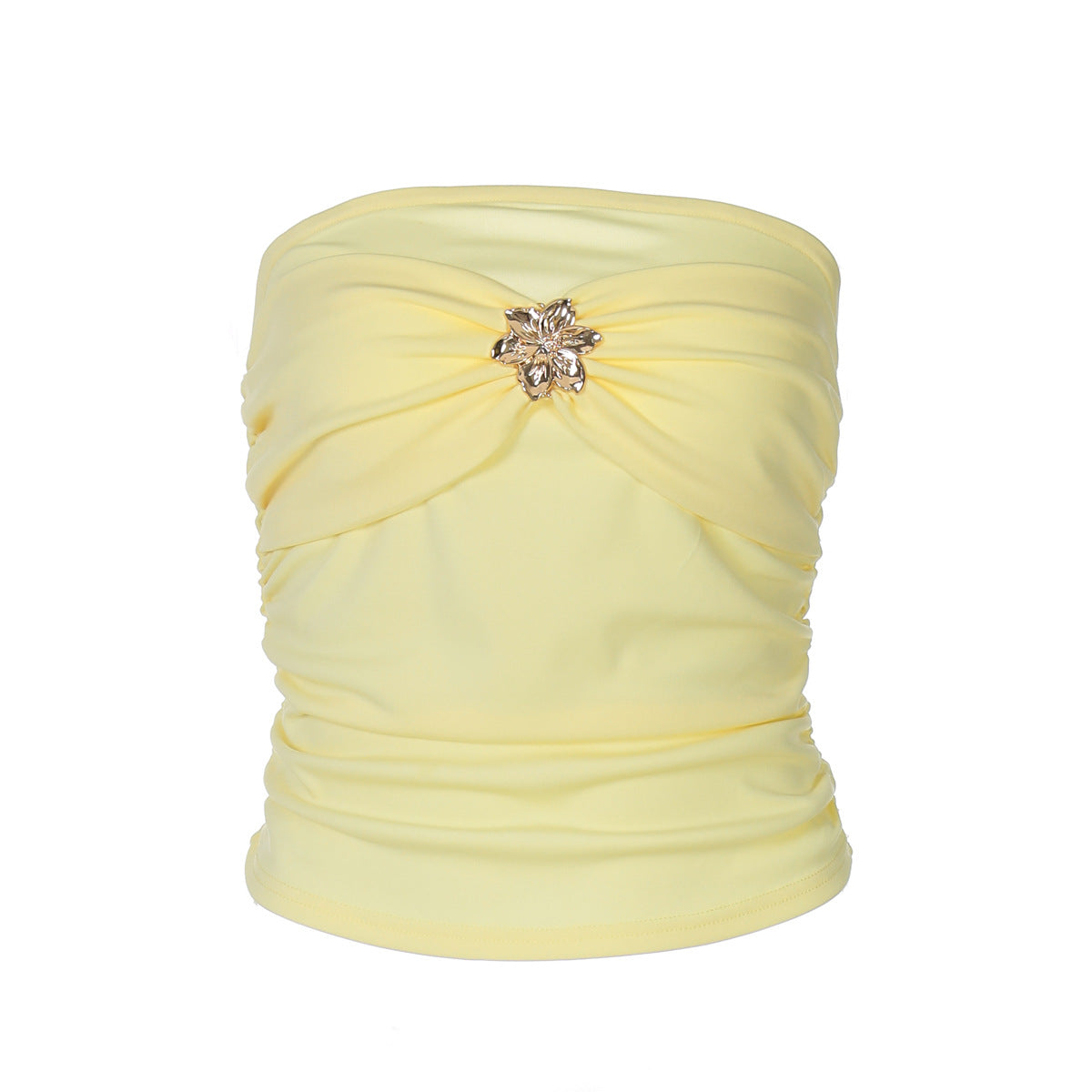 Dame Elegant bandeau top med flot blomsterapplikation Stilla