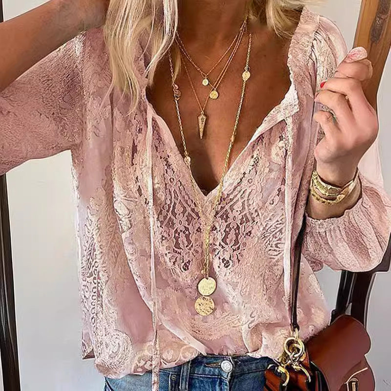 Stilla | Skjortebluse med Blonder til Damer