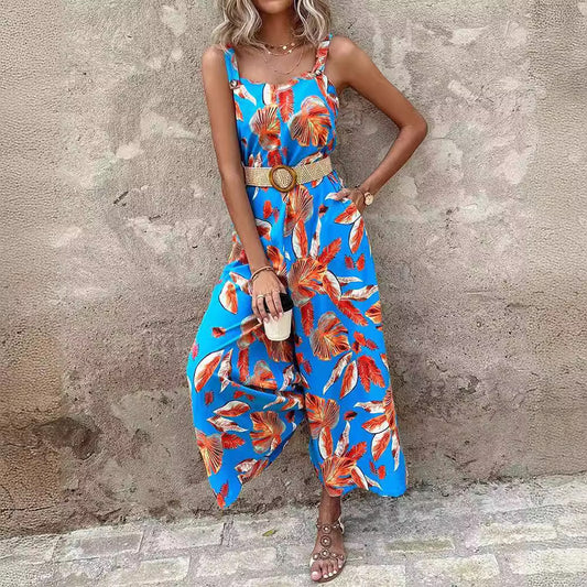 Dame Tropisk Tryk Løs-Ben Jumpsuit Stilla
