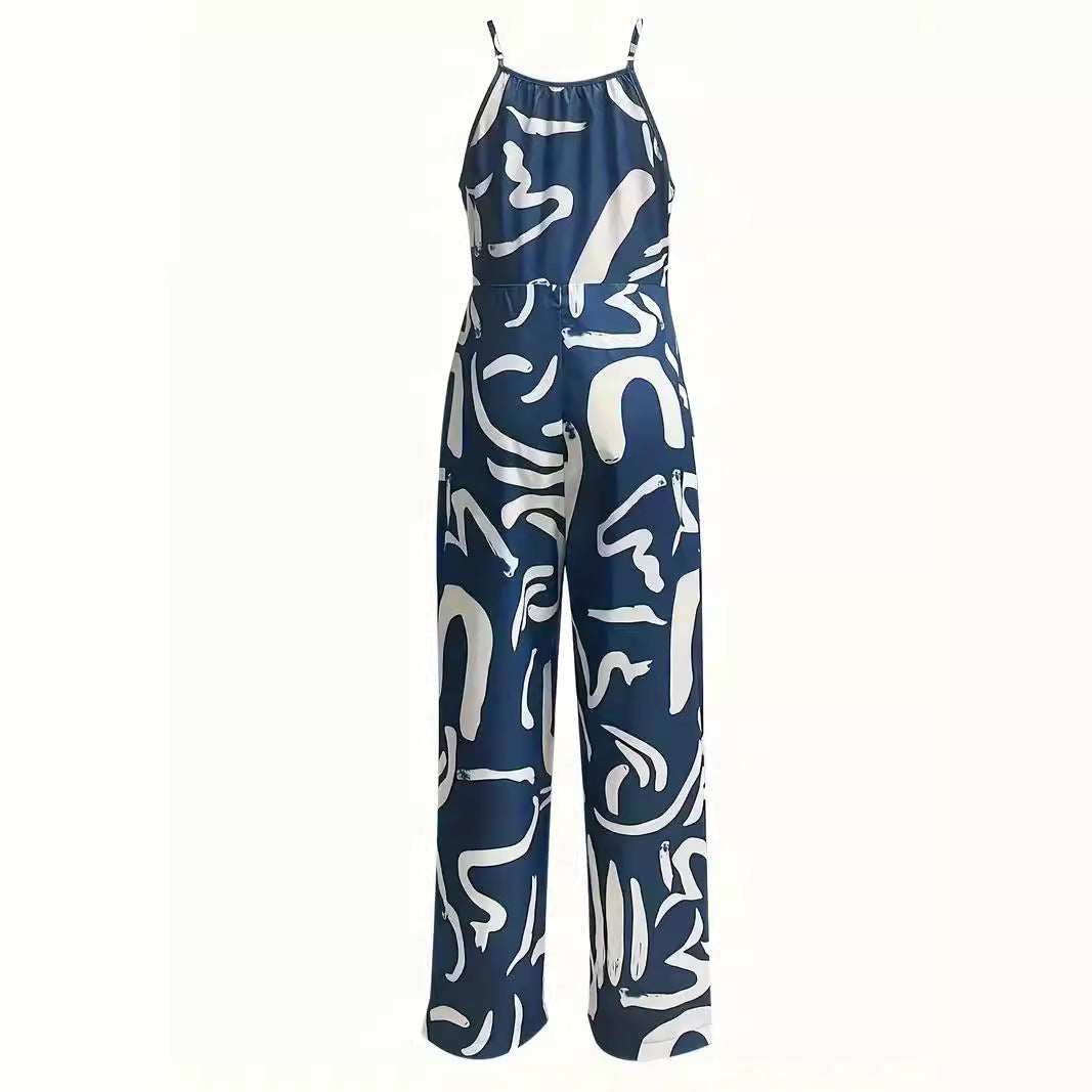 Dame Elegant og afslappet jumpsuit med bredt ben og trendy mønster Stilla