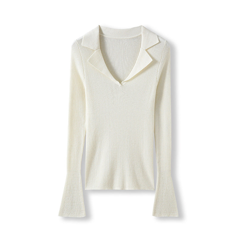 Femme Glockenærme V-Udskæring Pullover Stilla