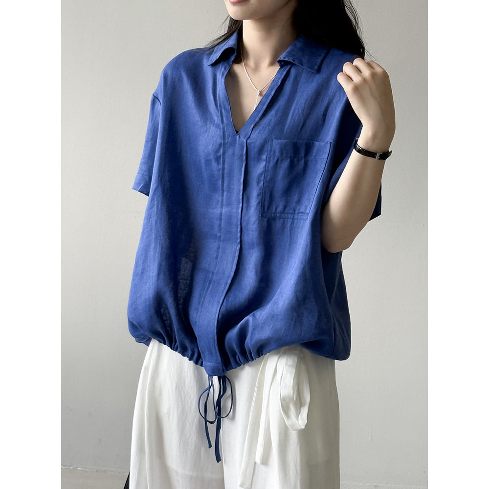 Dame afslappet bluse med justerbar søm og brystlomme Stilla