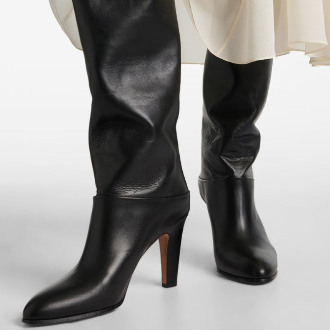 Femme Over-knæet High Heel Læderstøvler Stilla