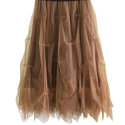 Dame chiffon tyl nederdele med flydende snit og elastisk talje Stilla