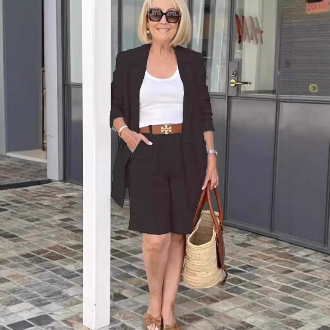 Dame Elegant fritidsblazer-sæt med shorts Stilla