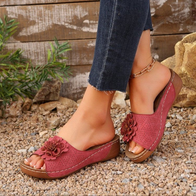 Dame Åbne Pantoletten med blomstret Dekor og ergonomisk Sål Stilla