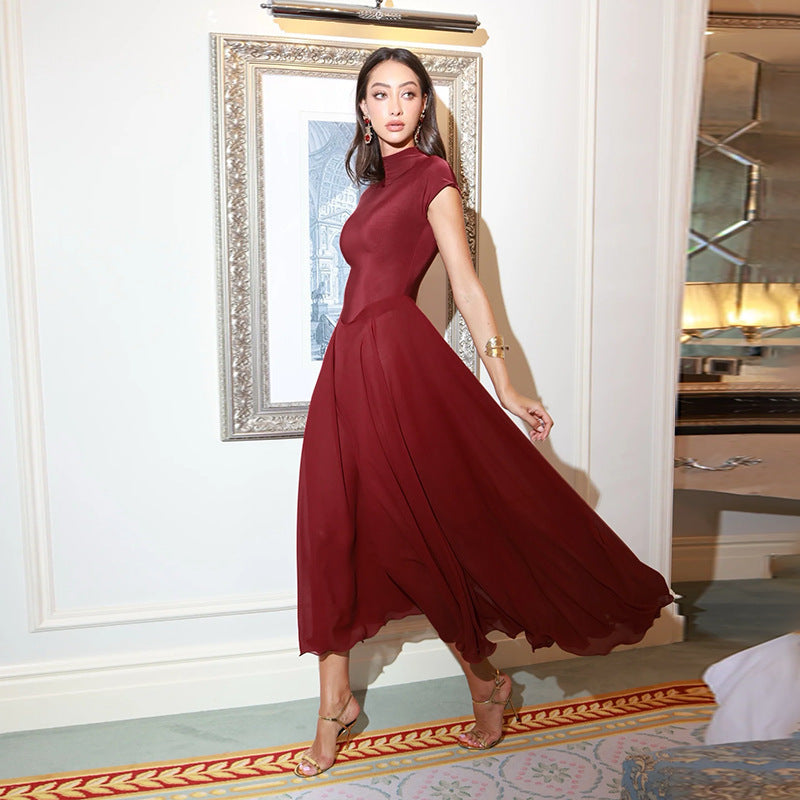 Dame Elegant Chiffon Maxi Kjole Stilla