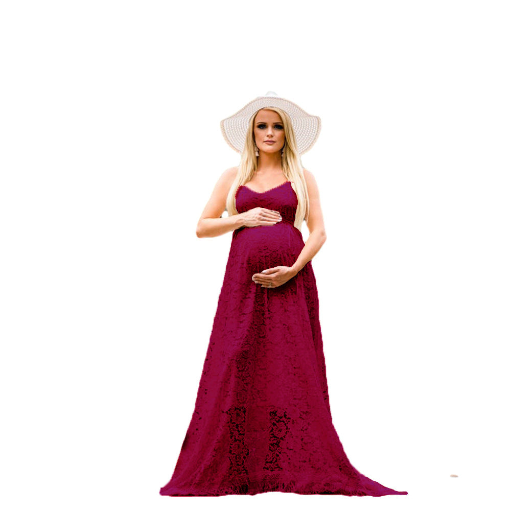 Dame Elegant Blonde Graviditet Maxi Kjole Stilla