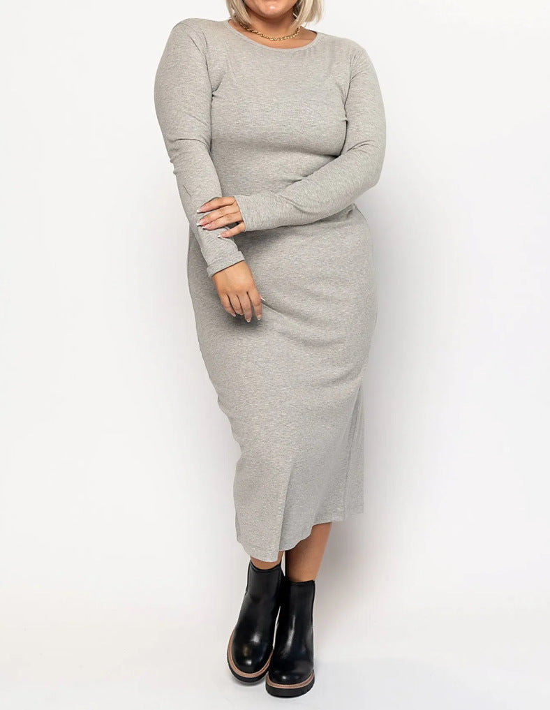 Dame afslappet langærmet maxikjole i hudvenlig bomuld Stilla