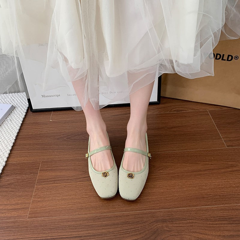 Dame Dekorative Mary Jane Ballerinaer med Strass-accenter Stilla