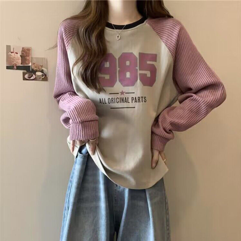 Dame Casual Grafik Raglan Ærme Sweatshirt Stilla