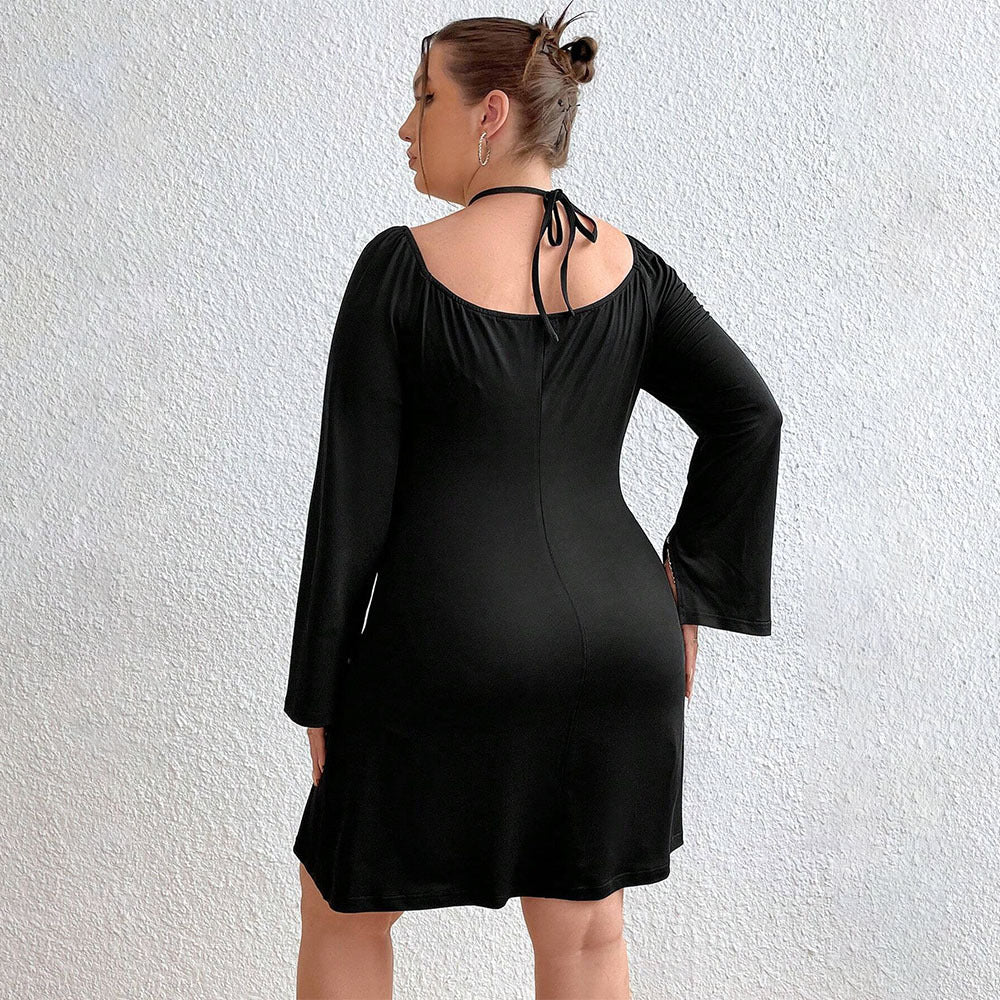 Dame A-linje kjole med forførende skulder- og ribbedelement Stilla