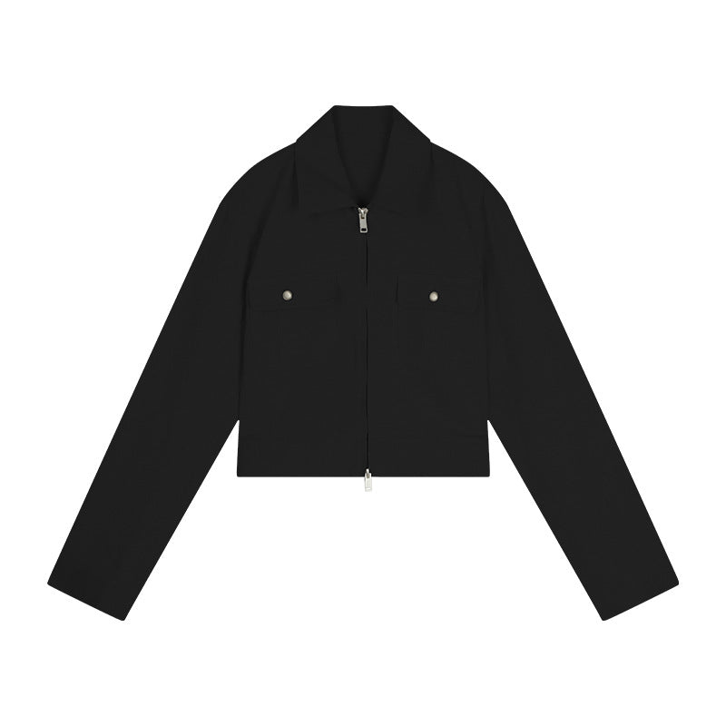 Dame cropped Utility-jakke med praktiske lommer og moderne lynlås Stilla