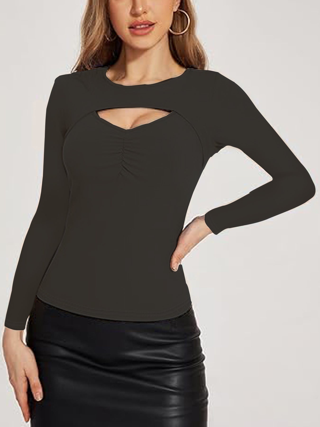 Dame Elegant figursyet longsleeve skjorte med cut-out-detaljer Stilla