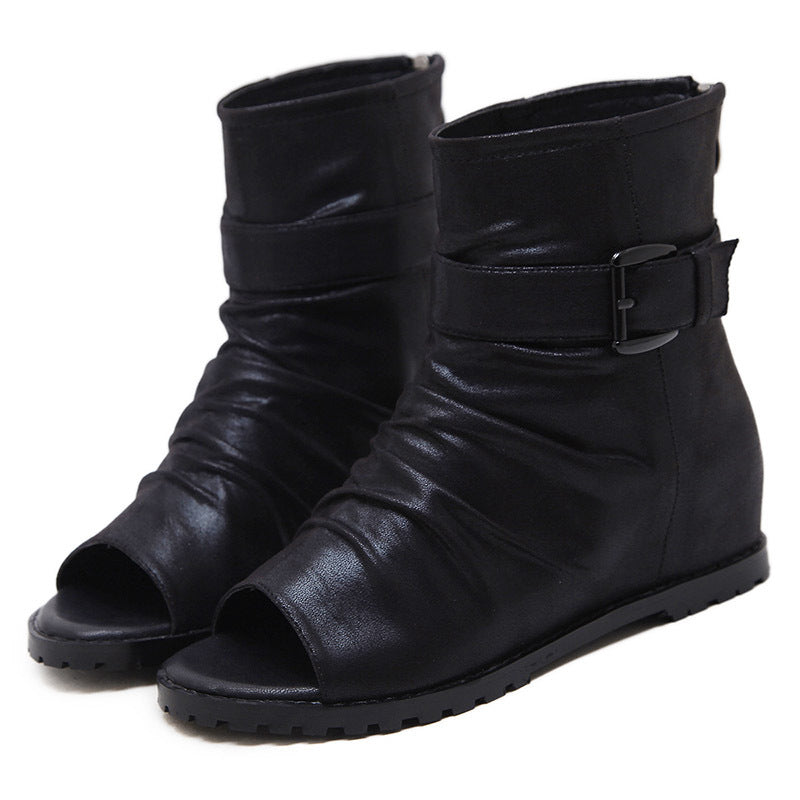 Dame Åbne Støvler med trendy Foldedesign Stilla