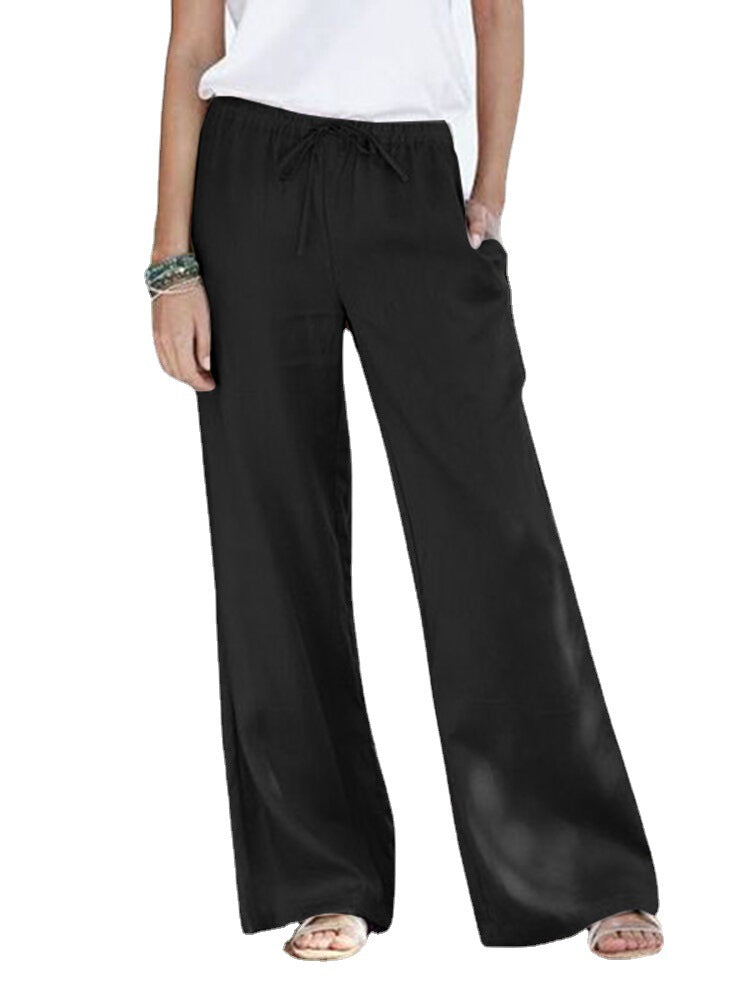 Dame afslappet brede sommerbukser med elastisk talje Stilla