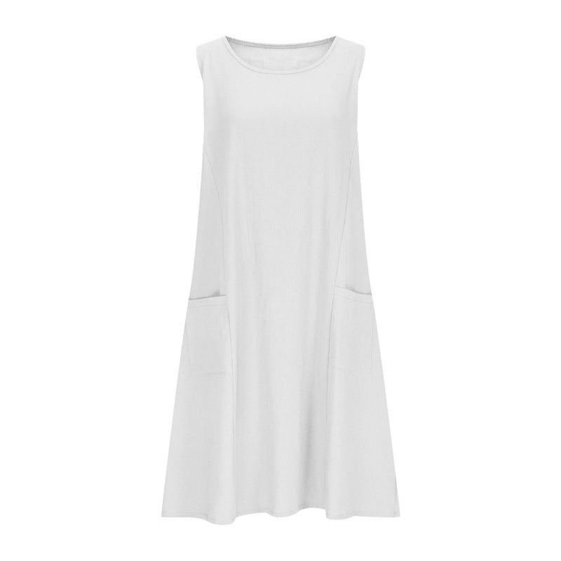 Dame A-linje uden ærmer fritidskjole med lommer Stilla