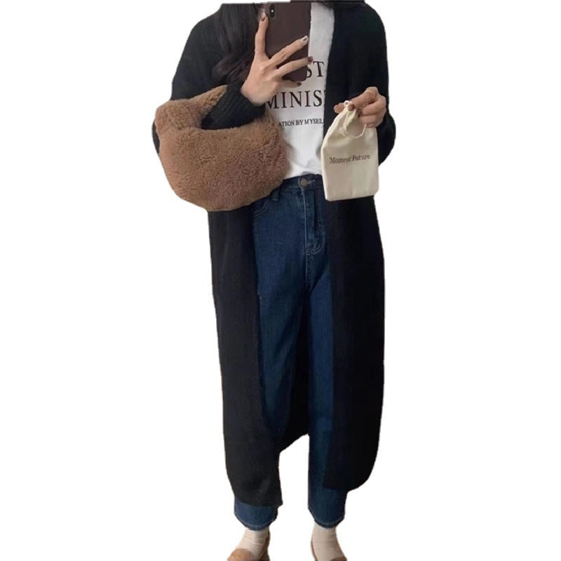 Femme Cozy Åben Foran Lang Cardigan Stilla