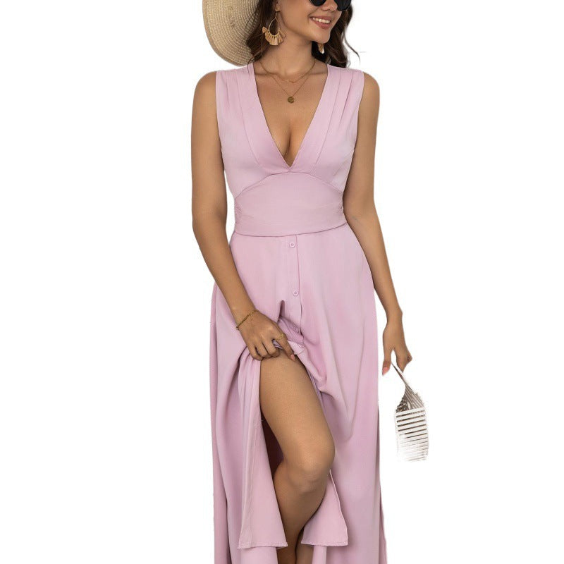 Dame Elegant Bred Ben Overall med Dybt V-Udskæring Stilla