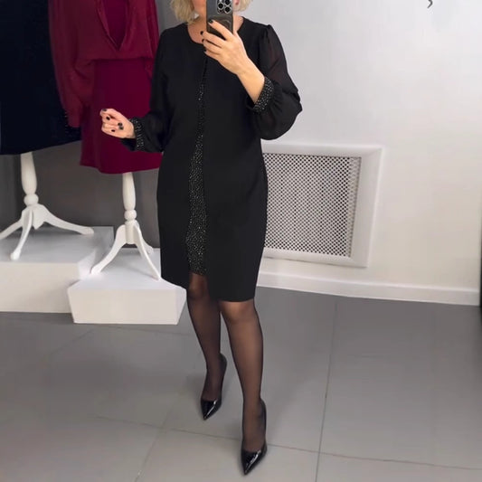 Dame elegant cocktailjakke med gennemskinnelige ærmer og blanke accenter Stilla