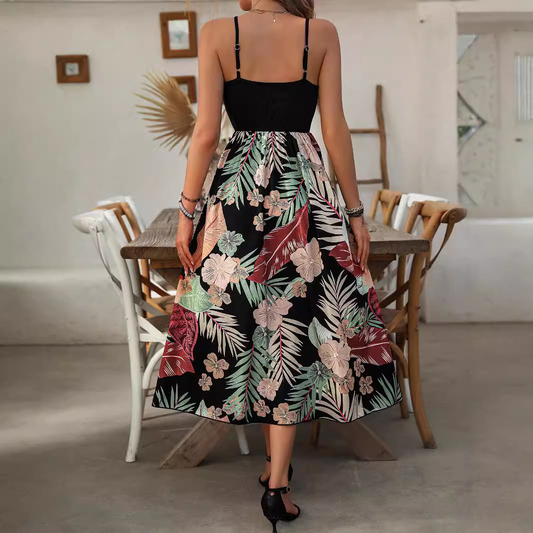 Dame Elegant Floral Midi Kjole Stilla