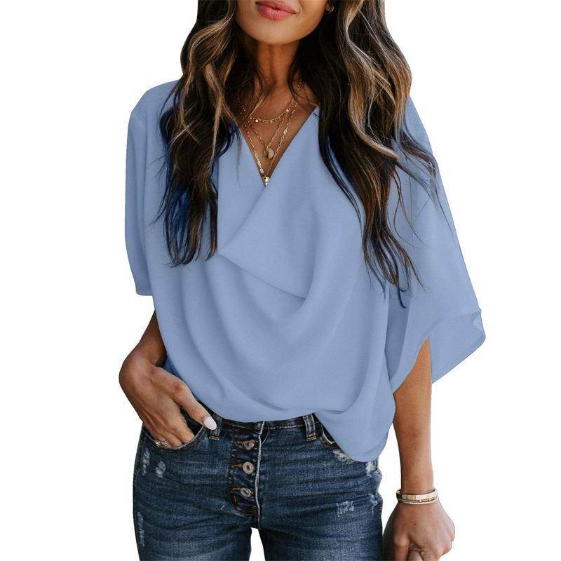 Dame elegant crossover-bluse med løs pasform Stilla