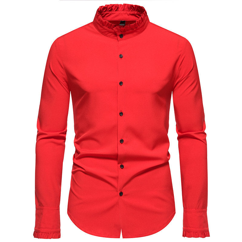 Herrer Elegant Mandarin Krave Dress Shirt Stilla