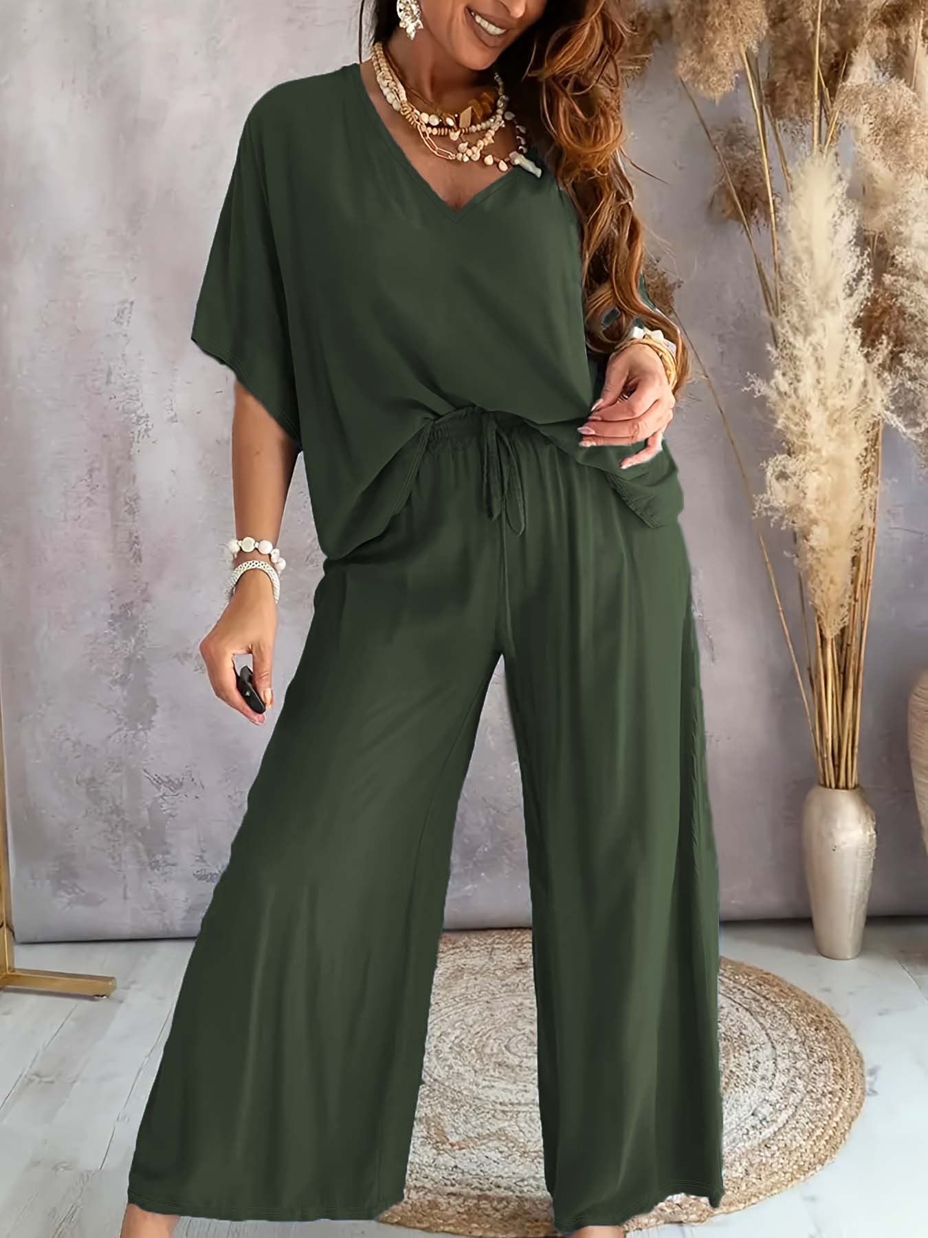 Dame afslappet jumpsuit med bred pasform og elastisk talje Stilla