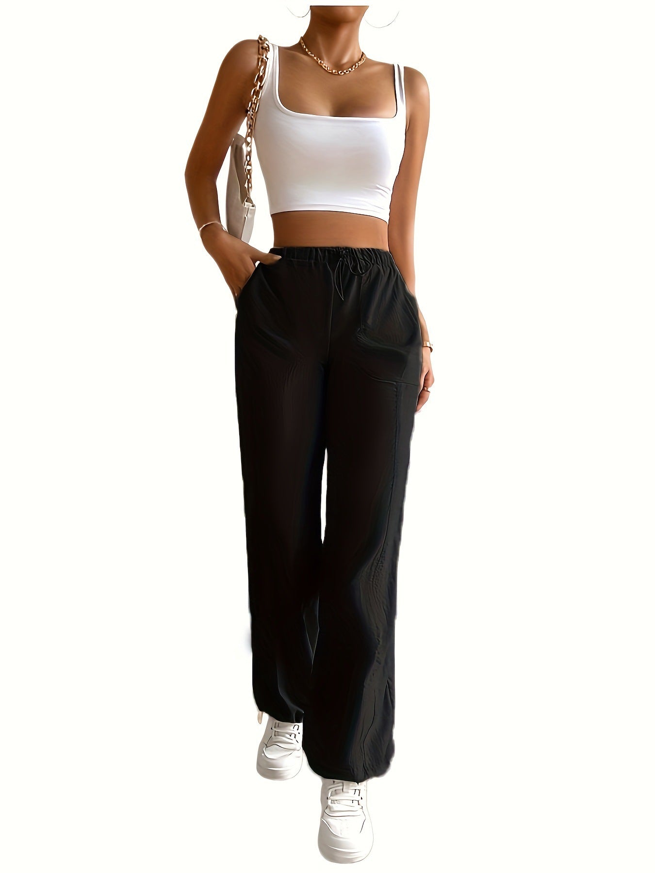 Dame afslappet fritidshose med elastisk talje og praktiske lommer Stilla