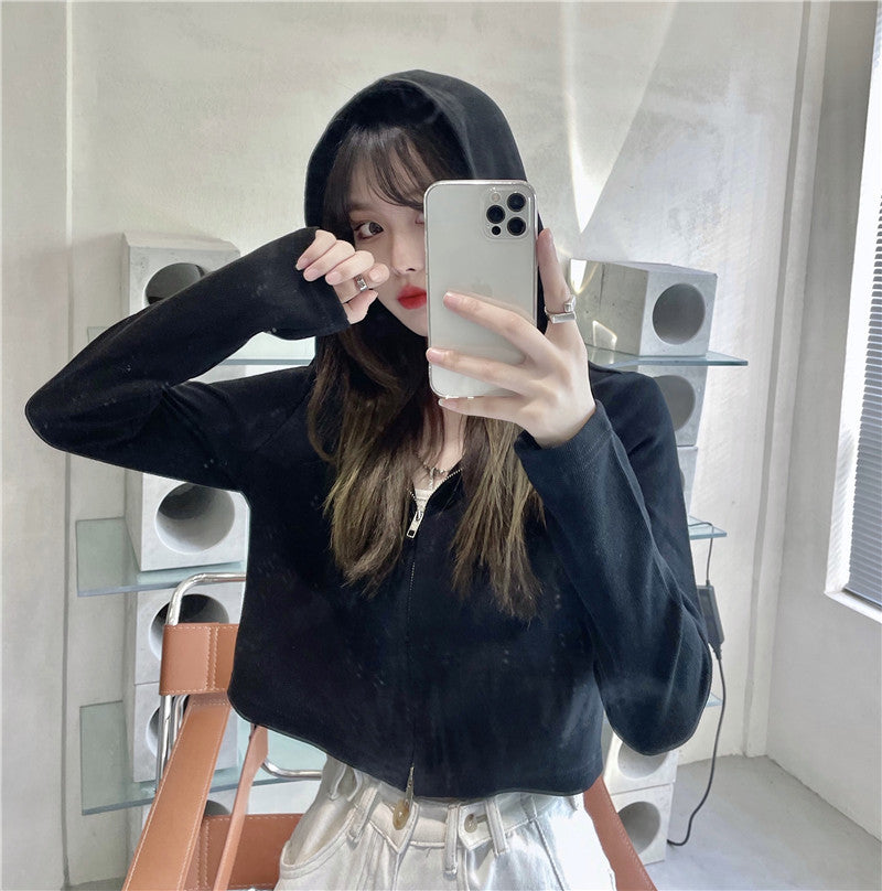 Dame Cropped Zip-Up Hoodie Stilla