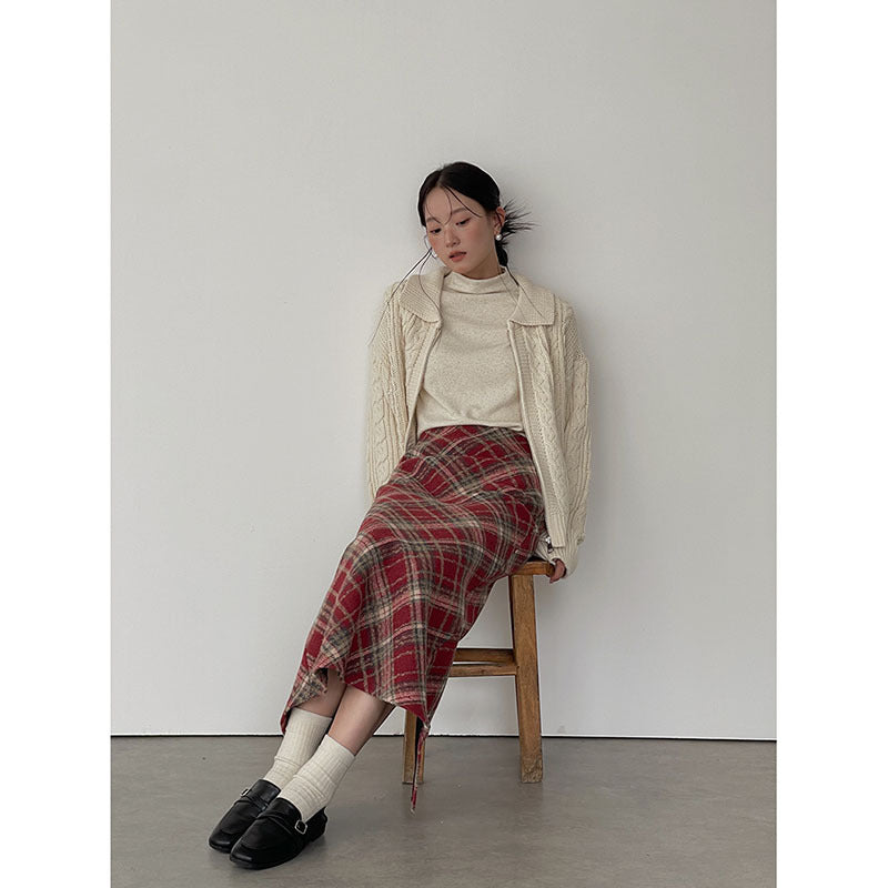 Dame afslappet maxiskørt med ternet design og asymmetrisk snit Stilla