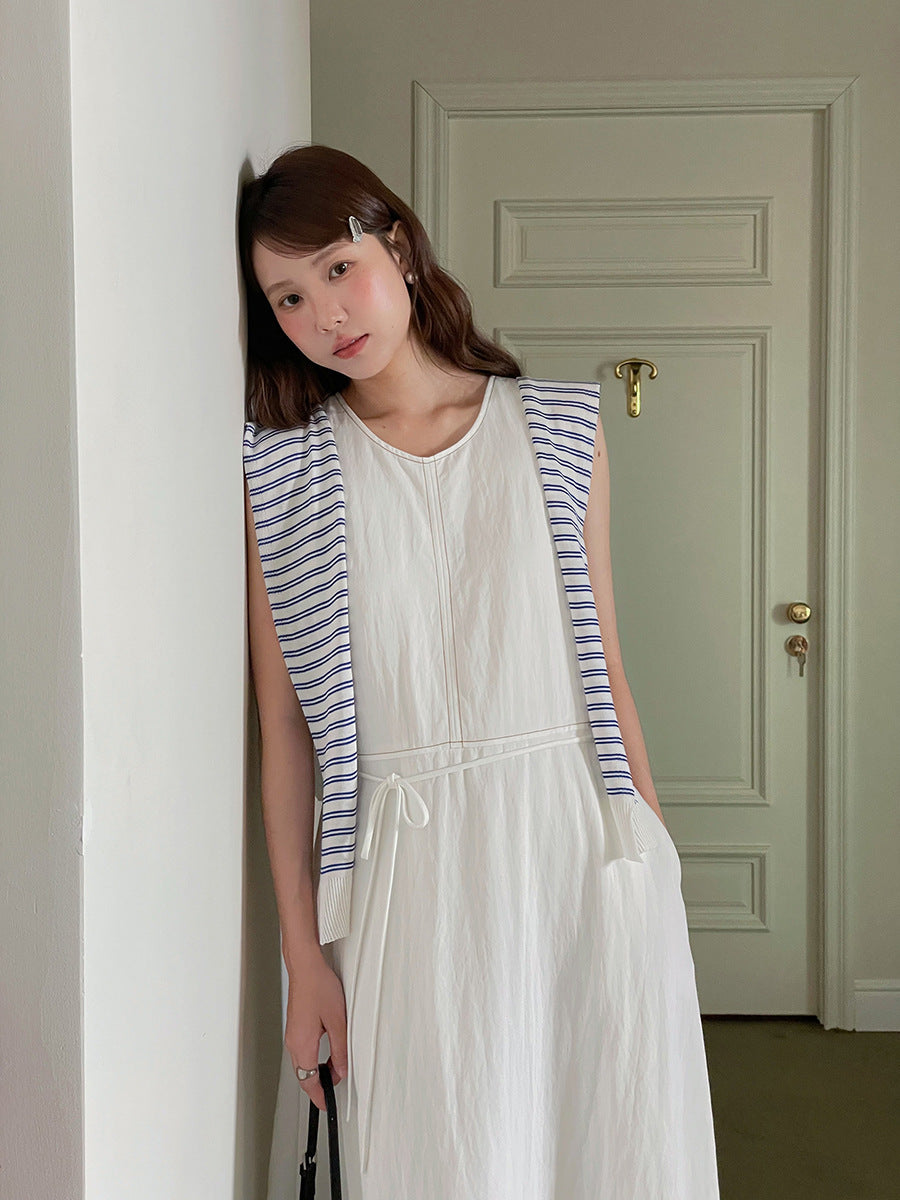 Dame afslappet maxikjole med flæse detaljer og elastisk talje Stilla