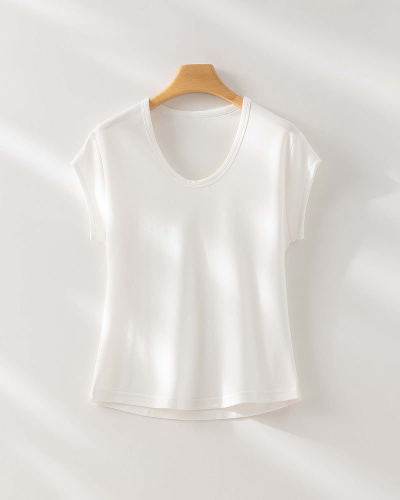 Femme Cap Sleeve Modal Blandingsmateriale Top Stilla