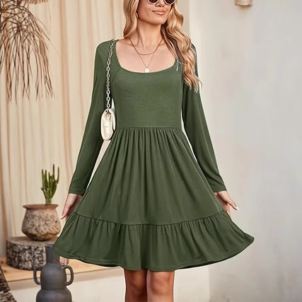 Dame afslappet Midikjole med rynket nederdel og raglanærmer Stilla