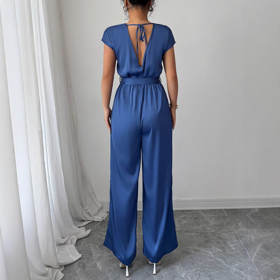 Dame elegant jumpsuit med figursyet snit og bred ben Stilla
