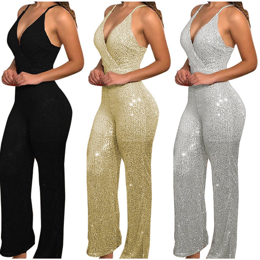 Dame Skinnende Funklende Jumpsuit Stilla