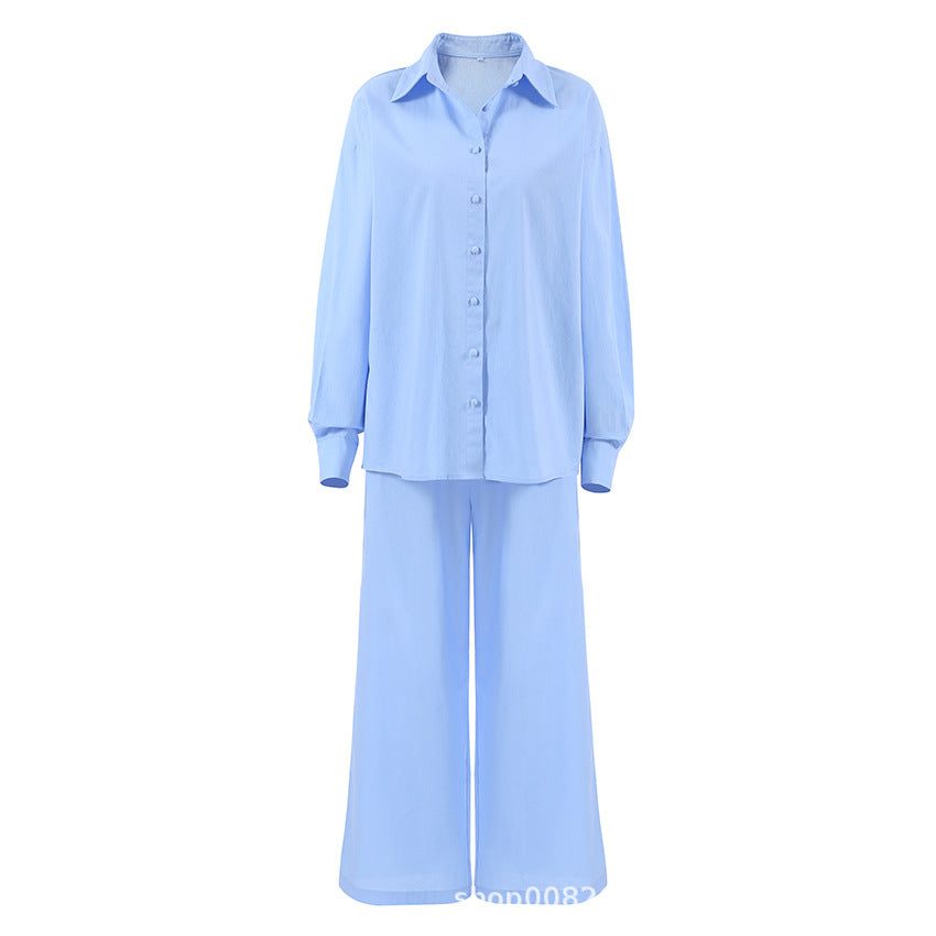 Dame elegant bluse- og buksekombination lavet af kvalitetsbomuld Stilla