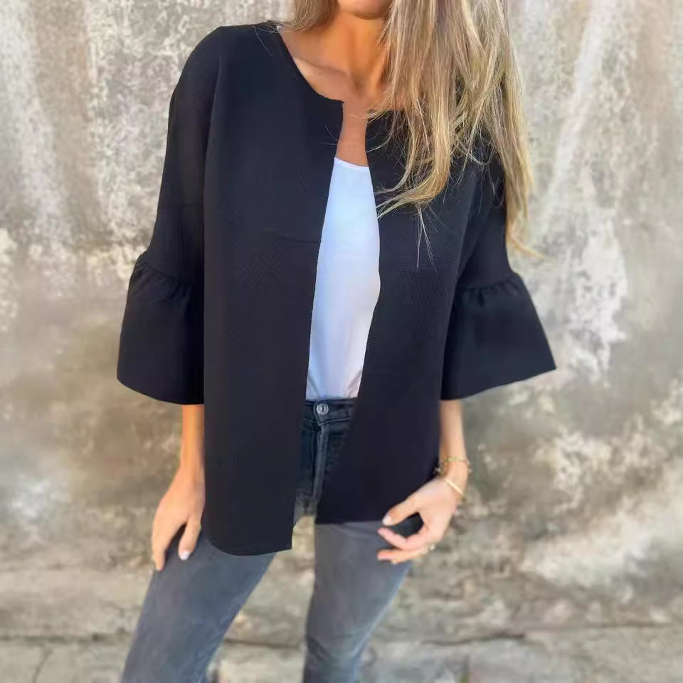 Dame elegant jakke med bred skæring og puffærmer Stilla