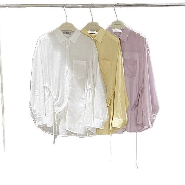 Dame afslappet bluse med justerbar snor og elegante detaljer Stilla