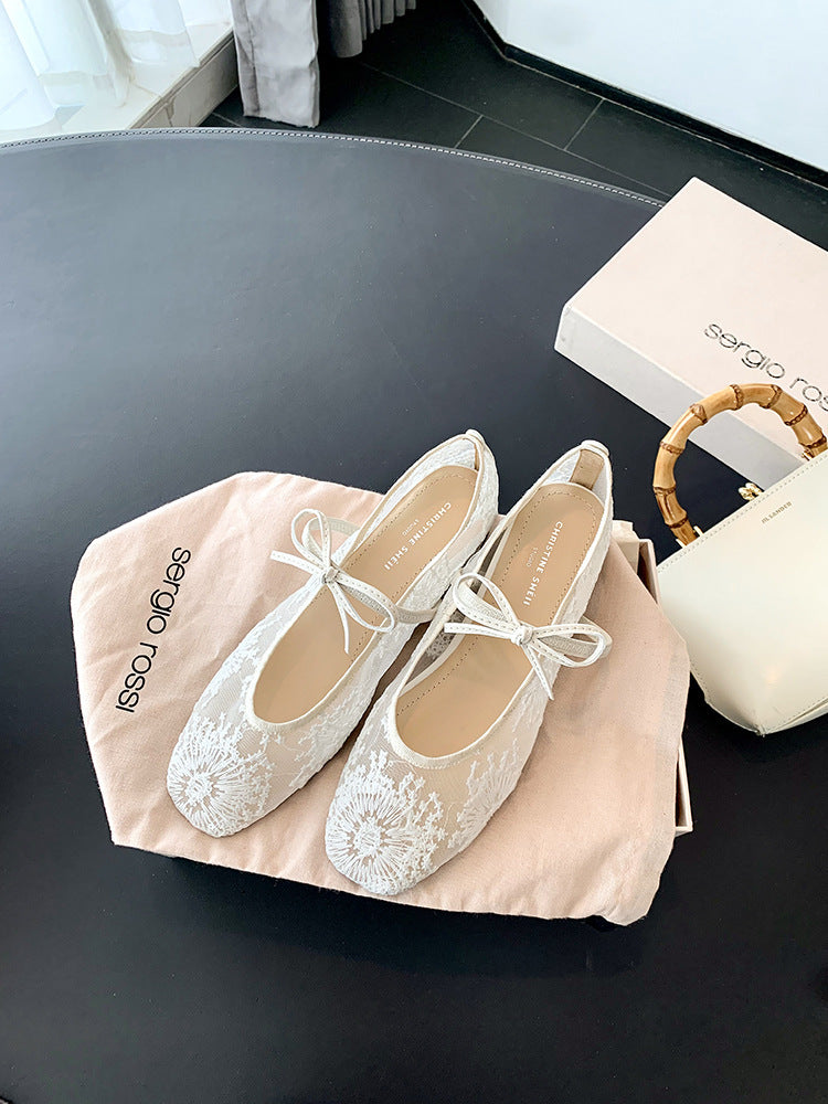 Dame Elegant Broderet Ballerina Sko Stilla