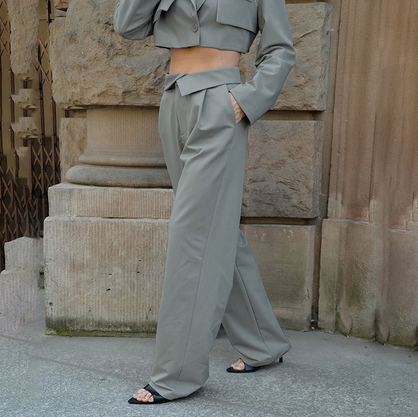 Dame Cropped Blazer- og Buksedragtt Stilla