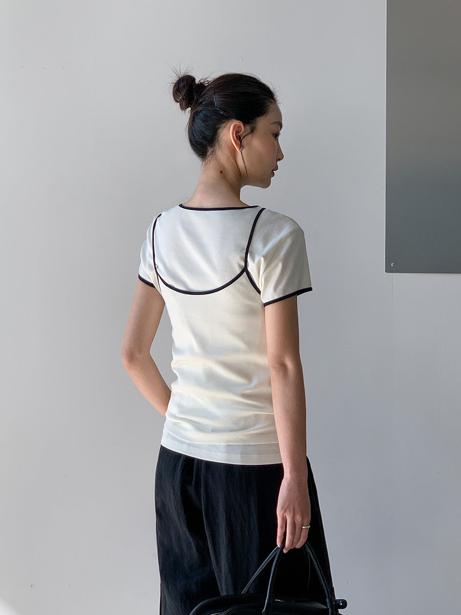 Dame afslappet oversized T-shirt med blød rund halsudskæring og fashionable detaljer Stilla