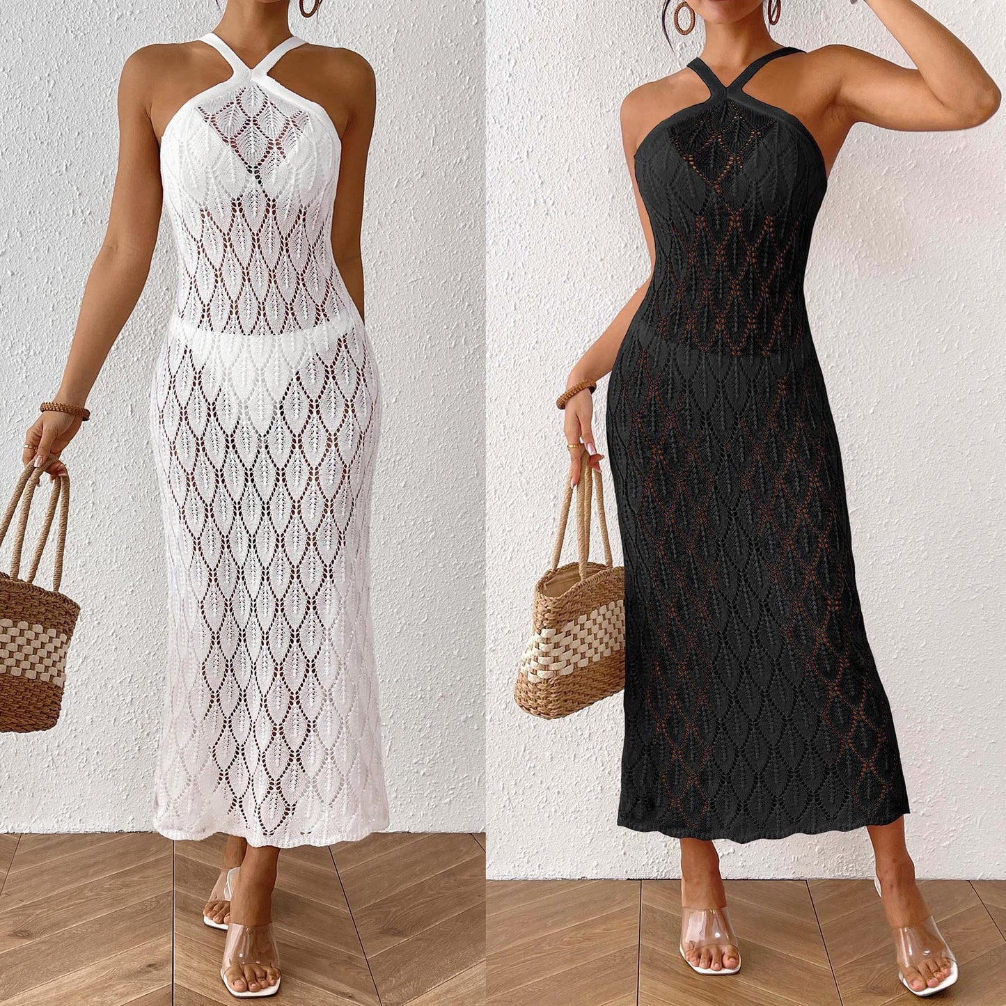 Dame Elegant Hæklet Maxi Kjole Stilla