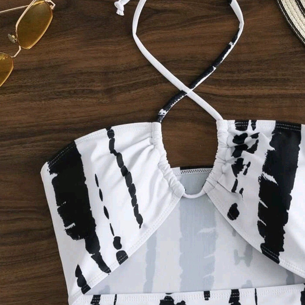 Dame Cut-Out Bandeau En-del med asymmetrisk indpakning Stilla