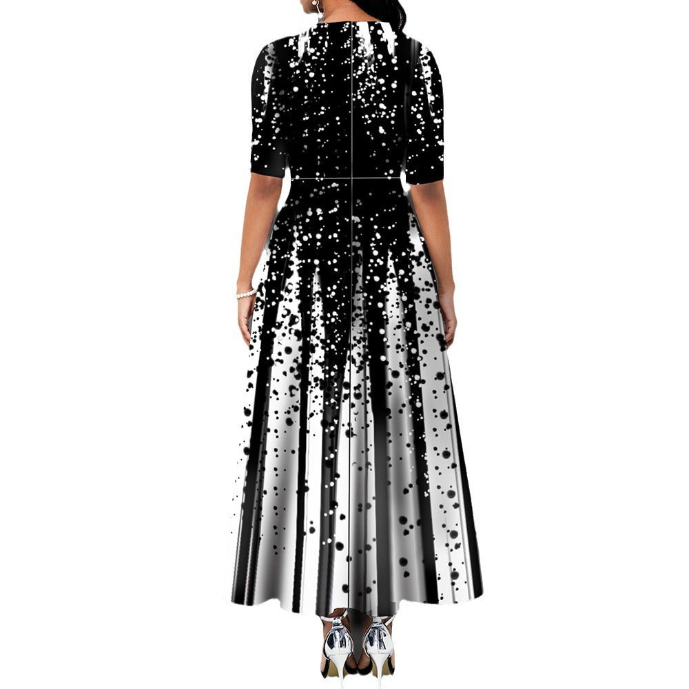 Dame Elegant A-linje Maxikjole med modernetryk Stilla