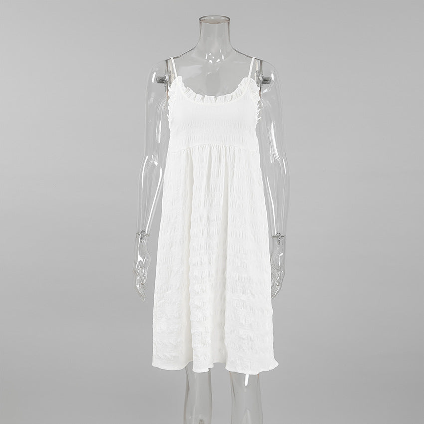 Dame afslappet spaghetti-strop natkjole med flæsemønster Stilla