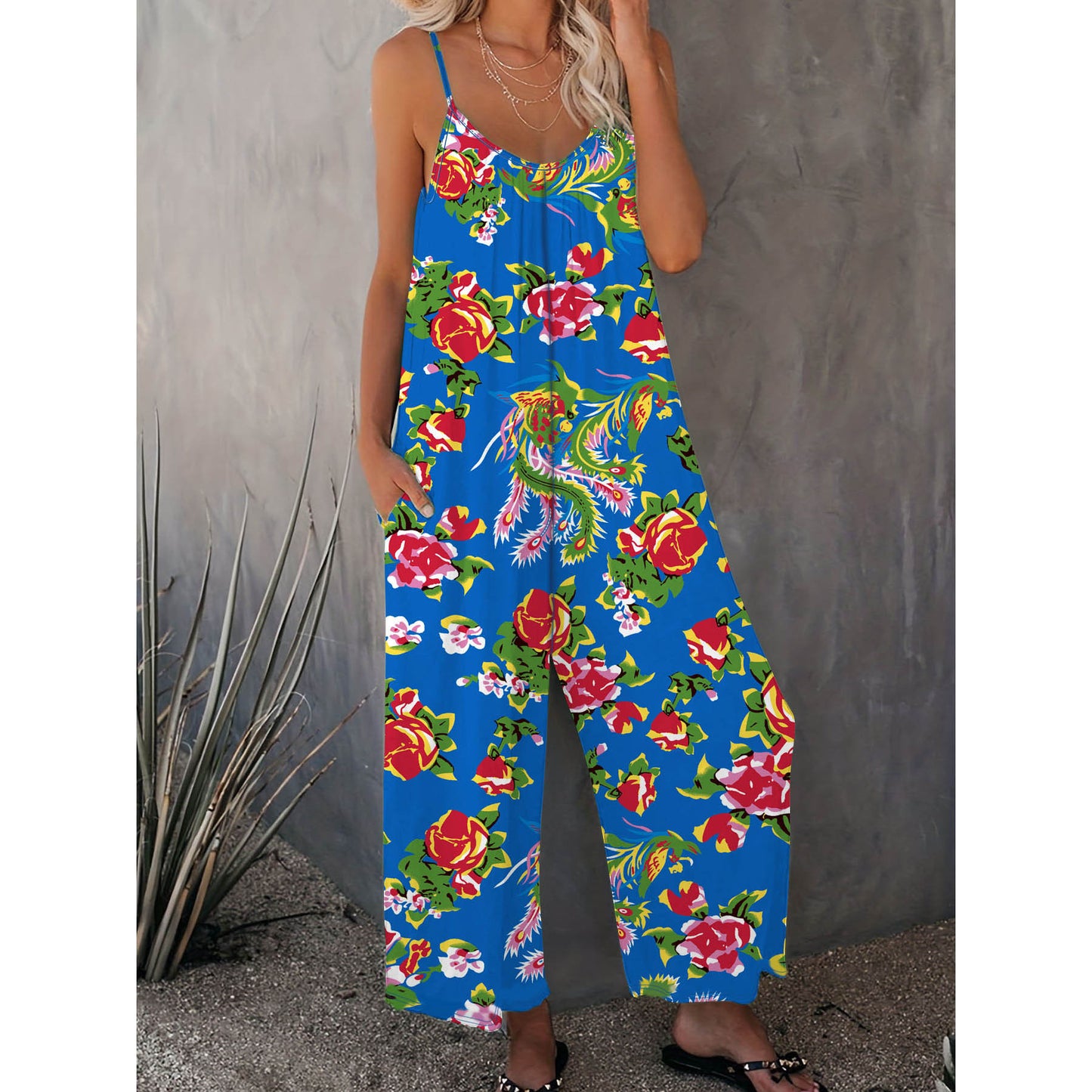 Dame Luftig Jumpsuit med floralsk mønster og afslappet snit Stilla